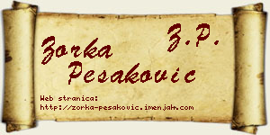 Zorka Pešaković vizit kartica